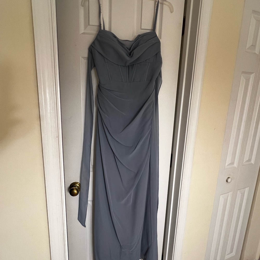 Azazie Strapless Light Blue Dress